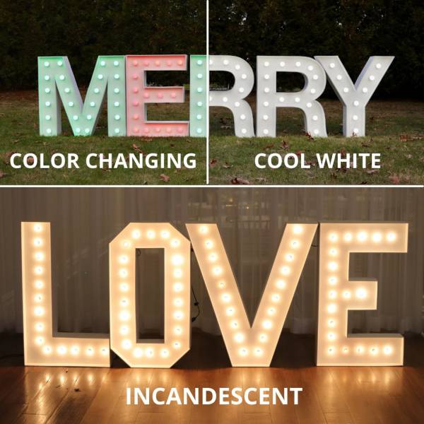 Bulb guide compairison photo marquee letter rental