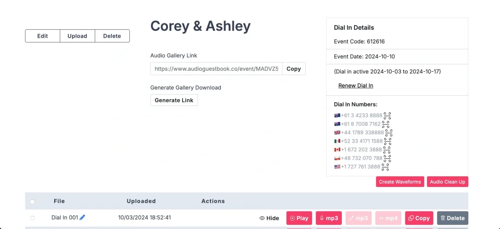 After the tone audio guestbook gallery image digital file sharing wedding guest book