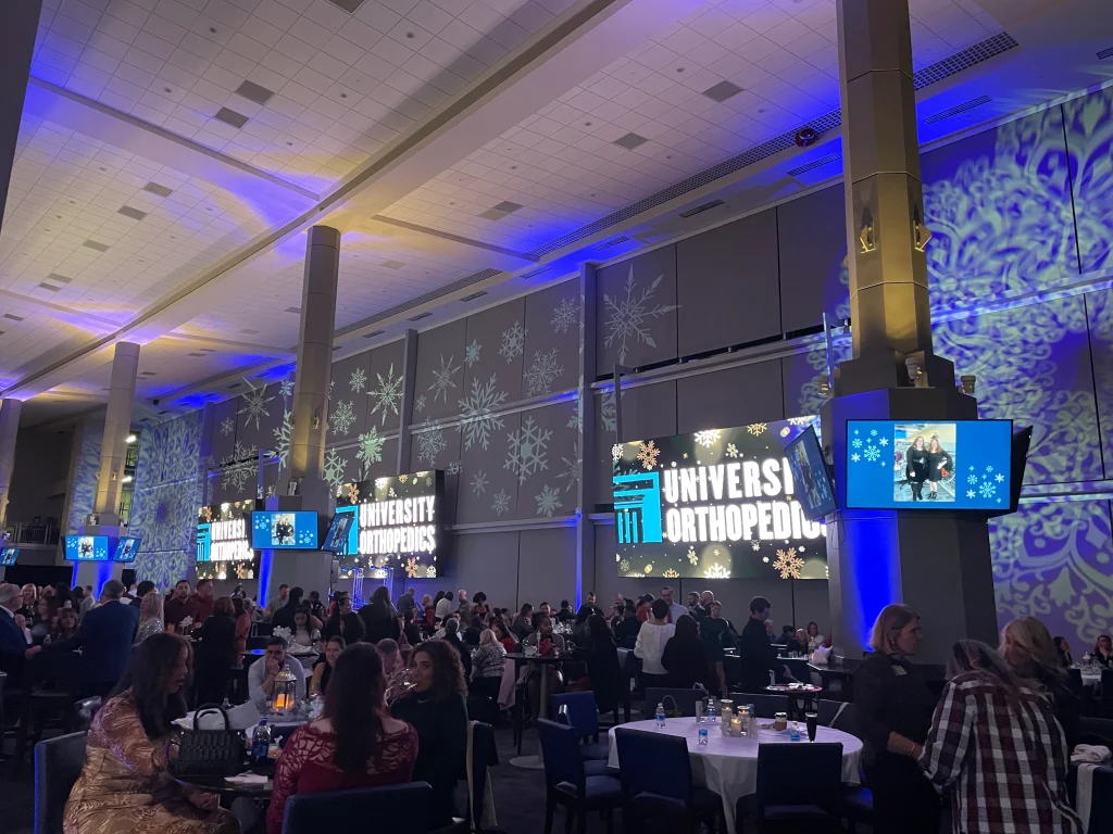 Snowflake gobo projection AV services RI MA Rhode island projection RI lighting event design